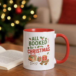 Cozy Booked for Christmas Red Green for Readers Mugg