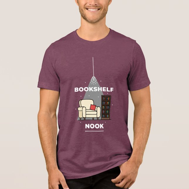 Cozy Bookshelf Nook Reading Corner Design T Shirt (Framsida)
