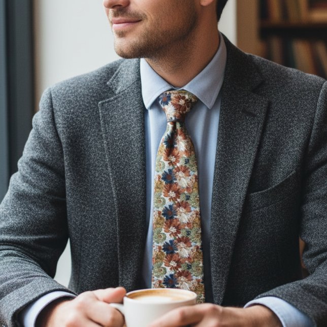 Cozy Botanical – Earthy Floral  Slips (Boho floral necktie)