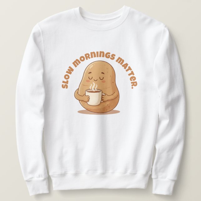 Cozy Brown Cartoon Potato Warm Mug Morning Art Lång Ärmad Tröja (Design framsida)