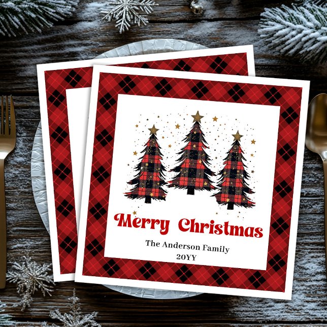Cozy Buffalo Christmas Napkin Personalized Pappersservett (Cozy Buffalo Christmas Napkin Personalized)