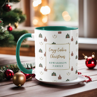 Cozy Cabin Christmas family name Christmas Mugg