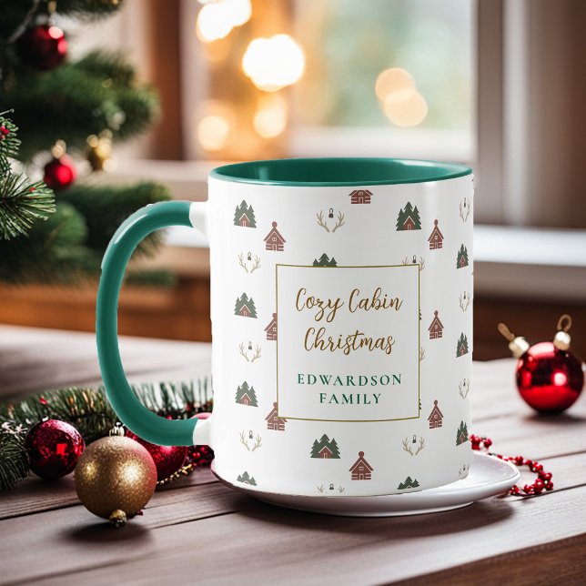 Cozy Cabin Christmas family name Christmas Mugg (Cozy Cabin Christmas family name Christmas Mug.)