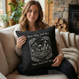 Cozy Cabin Decor River Mountain Your Text Kudde