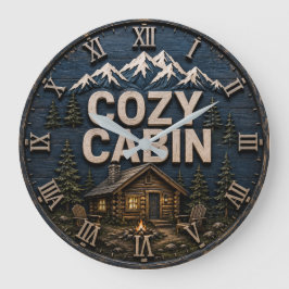 Cozy Cabin Rustic Mountain Log Cabin Lodge Stor Klocka