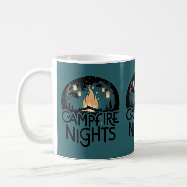 Cozy Campfire Nights Rustic Outdoor Adventure Kaffemugg (Vänster)