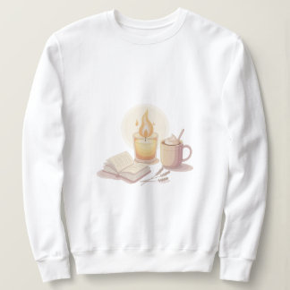 Cozy Candle and Hot Chocolate Illustration T Shirt