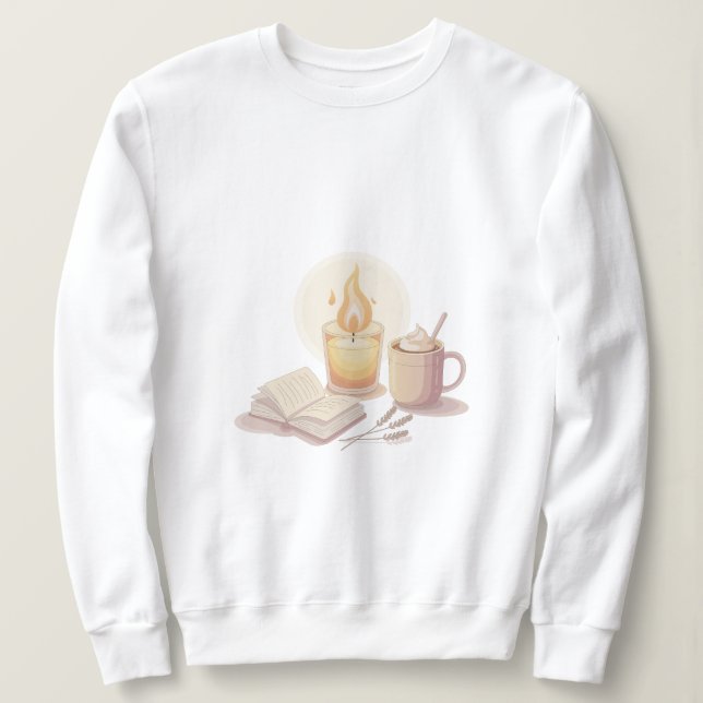 Cozy Candle and Hot Chocolate Illustration T Shirt (Design framsida)