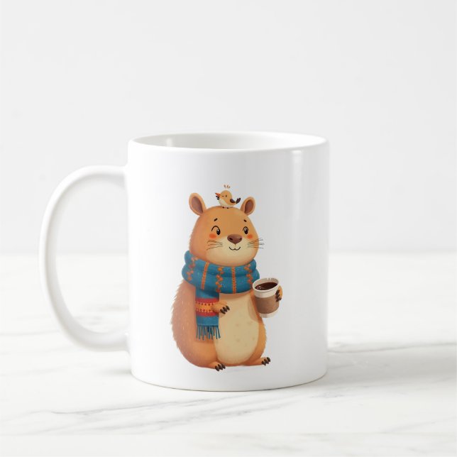 Cozy Capybara Coffee Mug | Cute Whimsical Scarf  Kaffemugg (Vänster)