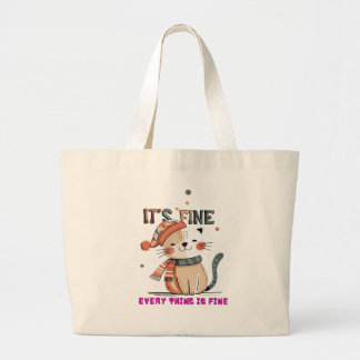 Cozy Cat Vibes – Everything is Fine Tote Jumbo Tygkasse