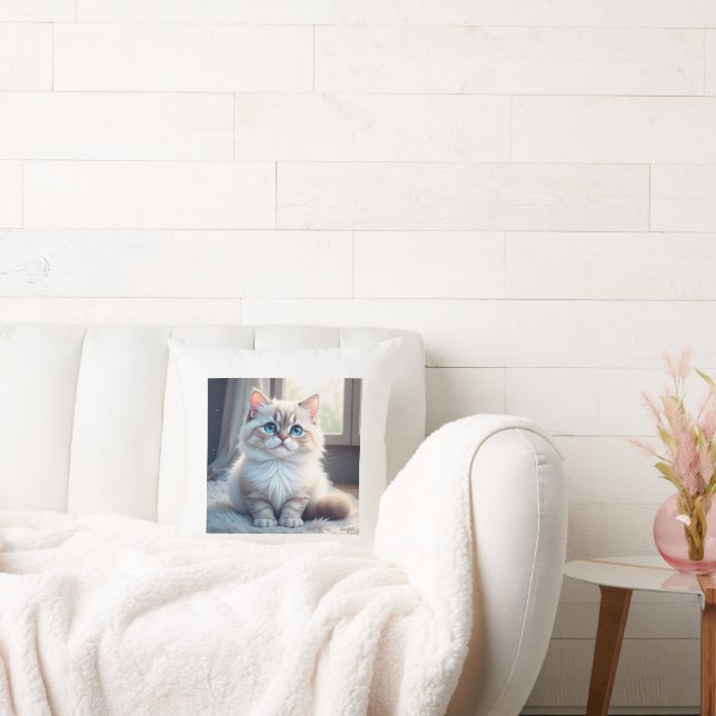 “Cozy Catnap – Cute Kitty Throw Pillow” Kudde (Soffa)