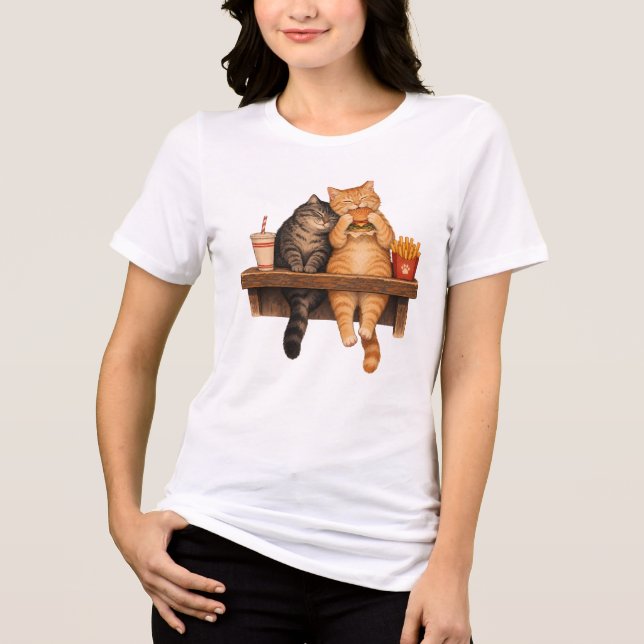 Cozy Cats Burger Time T Shirt (Framsida)