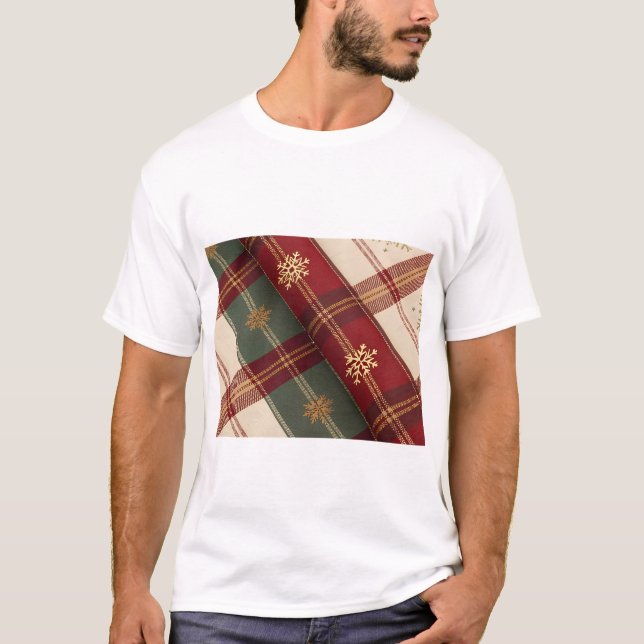 Cozy Checked Holiday Pattern T Shirt (Framsida)