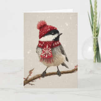 Cozy Chickadee Christmas Helgkort