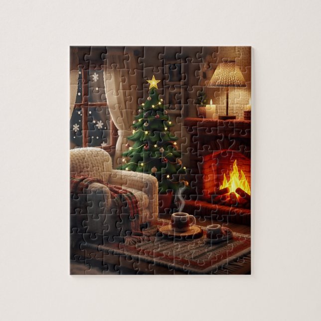 Cozy Christmas atmosphere, in a knitted style Pussel (Vertikal)