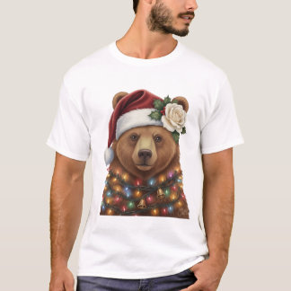 Cozy Christmas Bear | Warm Lights & Winter Magic  T Shirt