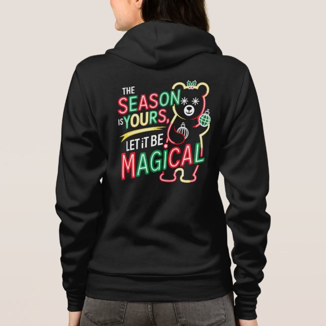 Cozy Christmas Bear Women's Pullover Neon Winter T Shirt (Baksida)