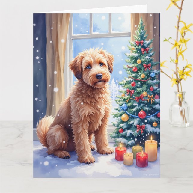 Cozy Christmas Bouvier des Flandres Art Kort (Gul blomma)