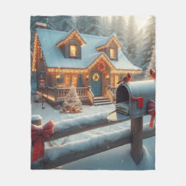 Cozy Christmas Cabin Winter Wonderland Fleecefilt