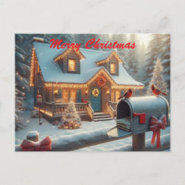 Cozy Christmas Cabin Winter Wonderland Helg Vykort