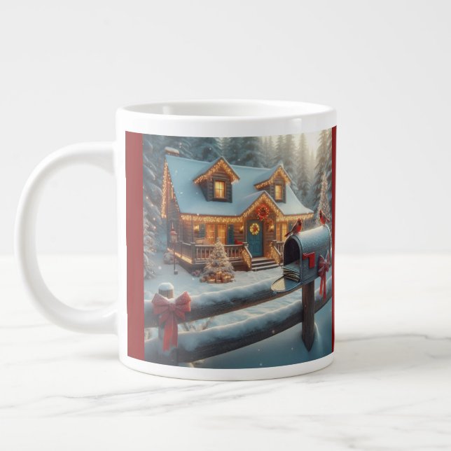 Cozy Christmas Cabin Winter Wonderland Jumbo Mugg (Vänster)