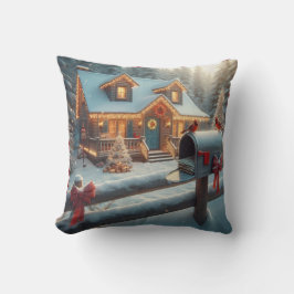 Cozy Christmas Cabin Winter Wonderland Kudde
