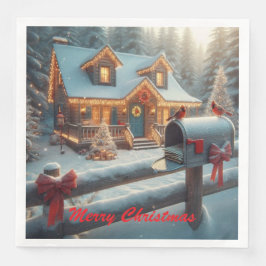 Cozy Christmas Cabin Winter Wonderland Pappersservett