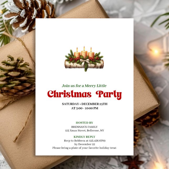 Cozy Christmas Candles Holiday Party Invite Inbjudningar (Cozy Christmas Candles Holiday Party Invite)