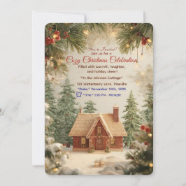 Cozy Christmas Cottage Invitation – Watercolor Win Inbjudningar