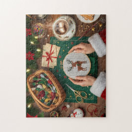 Cozy Christmas Craft Holiday Reindeer Stitching  Pussel