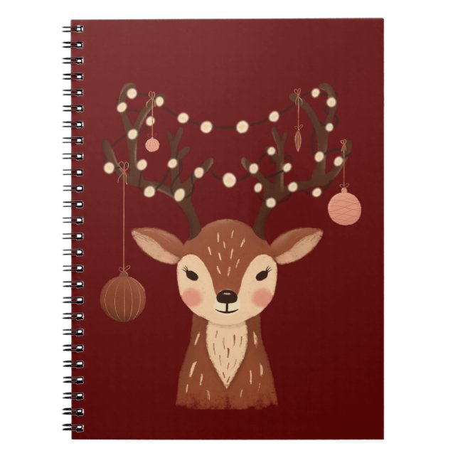 Cozy Christmas Deer with Ornaments and LPhone Case Anteckningsbok (Framsidan)