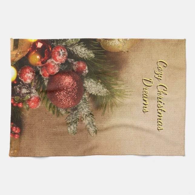 Cozy Christmas Dreams Towel | Holiday Kitchen  Kökshandduk (Horisontell)