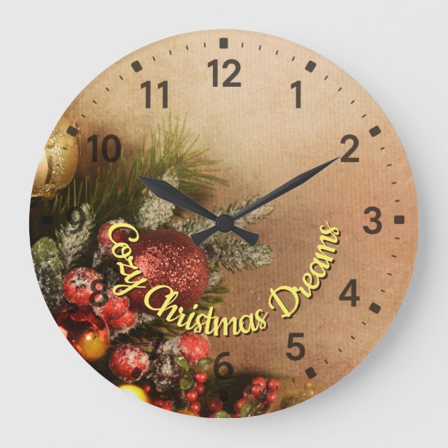 Cozy Christmas Dreams Wall Clock | Holiday Wall  Stor Klocka (Framsida)