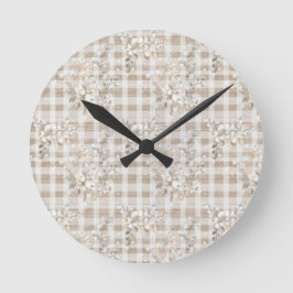 Cozy christmas earth tones floral  rund klocka