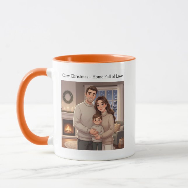 Cozy Christmas Family Mug – Holiday Gift Illustrat Mugg (Vänster)