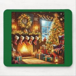 Cozy Christmas Fireplace Mouse Pad Musmatta