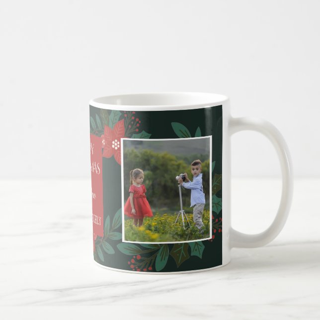 Cozy Christmas Floral 2 Photo Mug Classic Holiday  Kaffemugg (Höger)