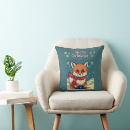 Cozy Christmas Fox Throw Pillow Kudde