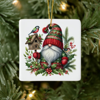 Cozy Christmas Gnome Art – Festive Holiday Julgransprydnad Keramik