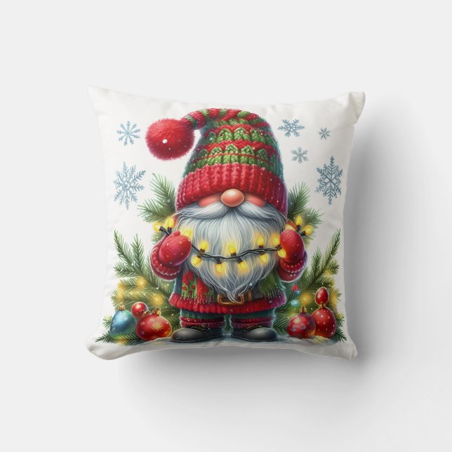 Cozy Christmas Gnome Art – Festive Holiday Kudde (Framsida)