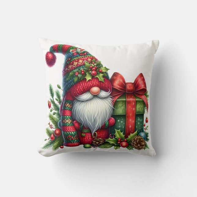 Cozy Christmas Gnome Art – Festive Holiday Kudde (Framsida)