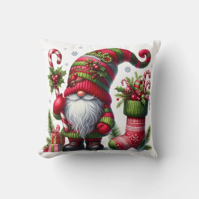 Cozy Christmas Gnome Art – Festive Holiday Kudde (Framsida)