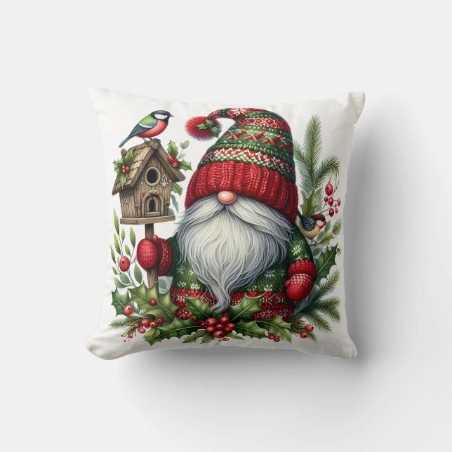 Cozy Christmas Gnome Art – Festive Holiday Kudde (Framsida)