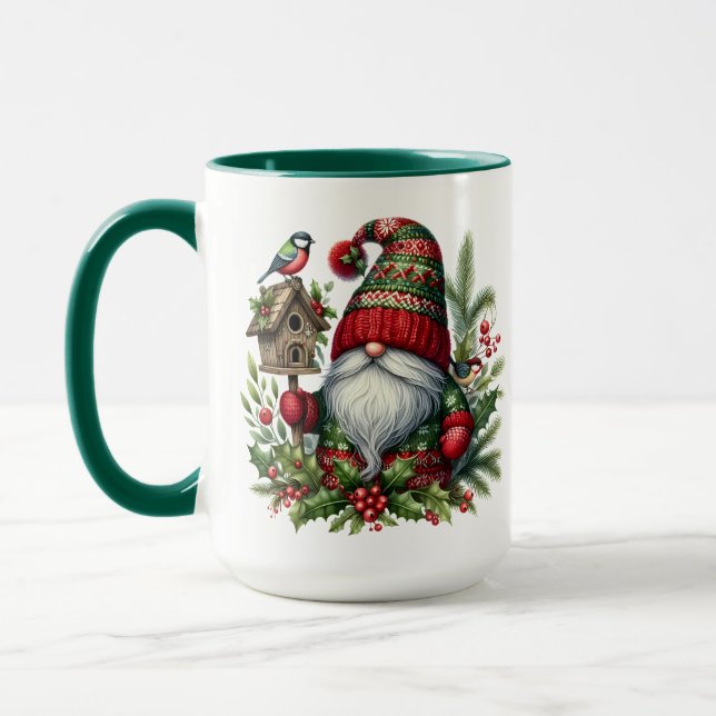 Cozy Christmas Gnome Art – Festive Holiday Mugg (Vänster)
