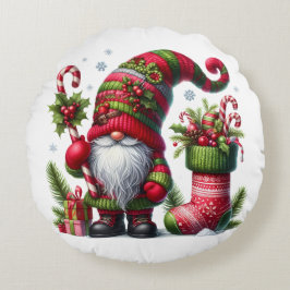 Cozy Christmas Gnome Art – Festive Holiday Rund Kudde