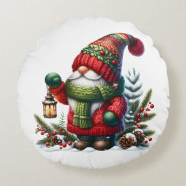 Cozy Christmas Gnome Art – Festive Holiday Rund Kudde