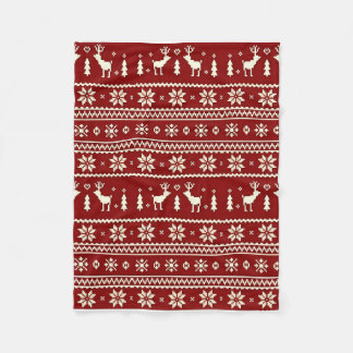 Cozy Christmas Knit Pattern Blanket Fleecefilt