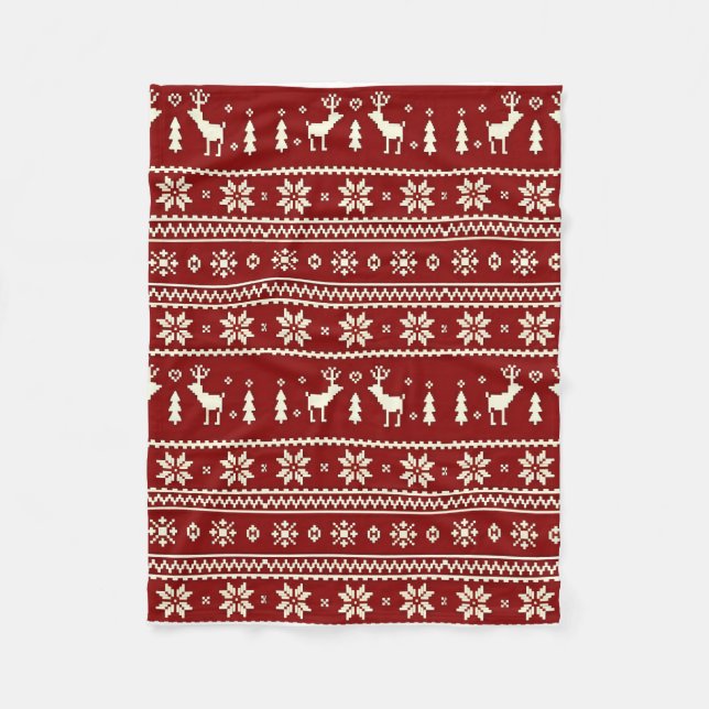 Cozy Christmas Knit Pattern Blanket Fleecefilt (Framsidan)