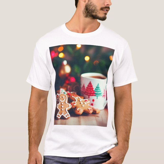 Cozy Christmas Mug & Cookies – Holiday Comfort Des T Shirt (Framsida)