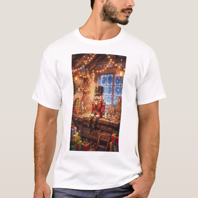 Cozy Christmas Nutcracker Toy Workshop T Shirt (Framsida)